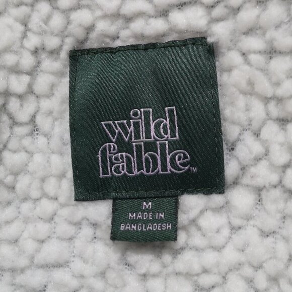 Wild Fable Ladies Size Medium Medium Wash Faux Sherpa Lined Bomber Jean Jacket - Picture 4 of 13